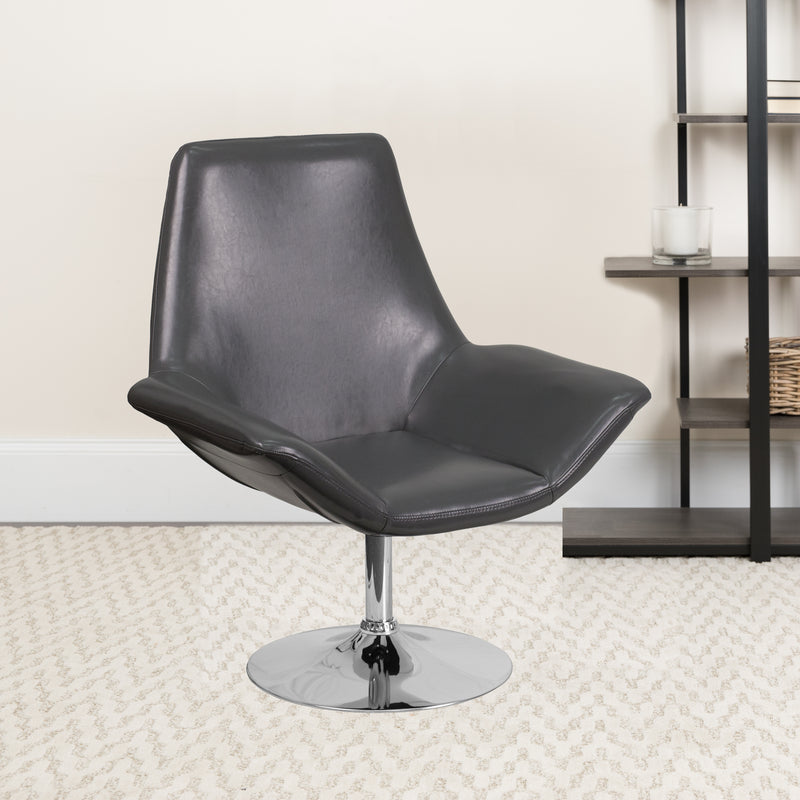 SINGLEWAVE Sabrina Series Gray LeatherSoft Side Reception Chair