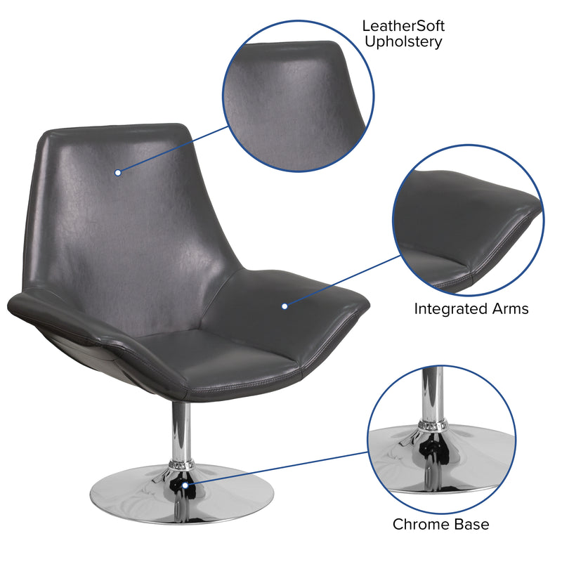 SINGLEWAVE Sabrina Series Gray LeatherSoft Side Reception Chair