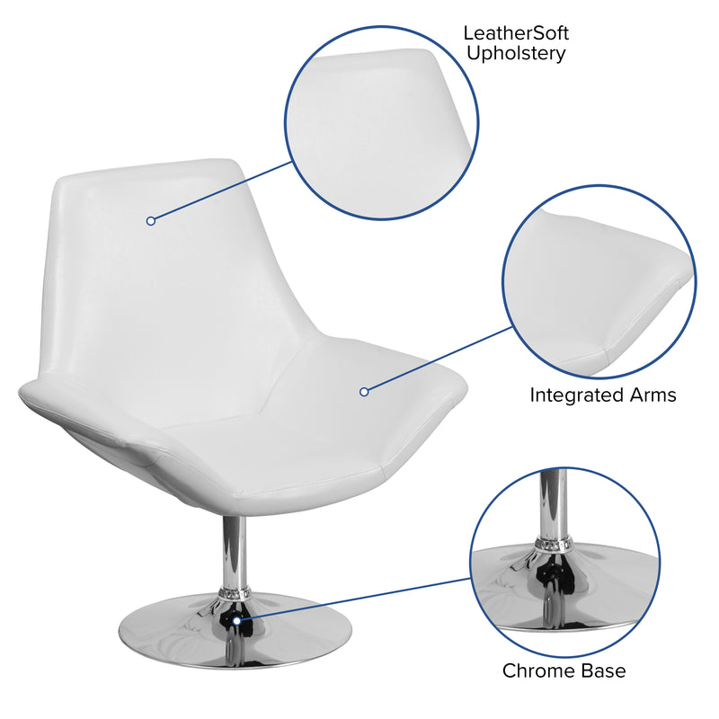 SINGLEWAVE Sabrina Series White LeatherSoft Side Reception Chair