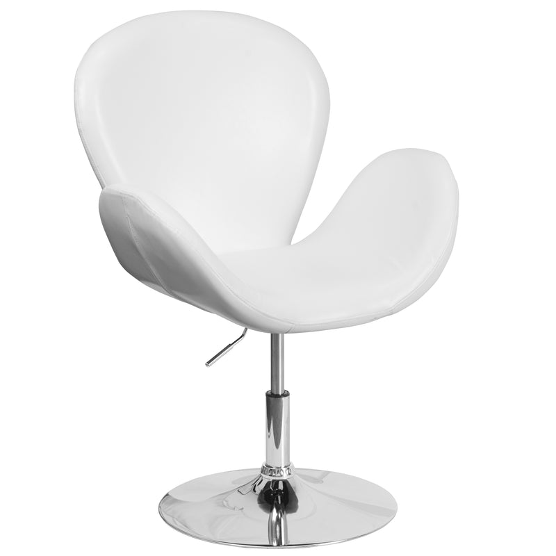 SINGLEWAVE Trestron Series White LeatherSoft Side Reception Chair with Adjustable Height Seat