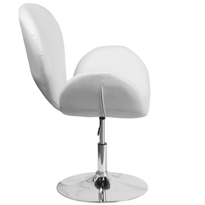 SINGLEWAVE Trestron Series White LeatherSoft Side Reception Chair with Adjustable Height Seat