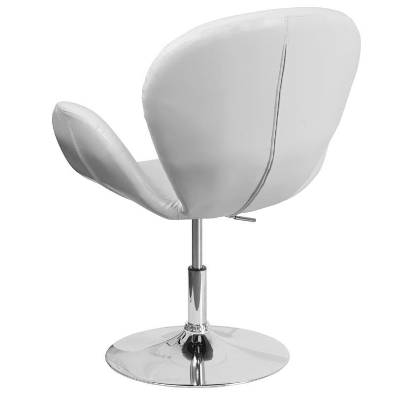 SINGLEWAVE Trestron Series White LeatherSoft Side Reception Chair with Adjustable Height Seat