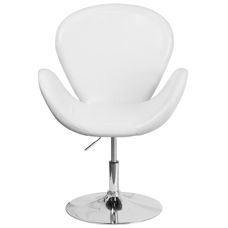 SINGLEWAVE Trestron Series White LeatherSoft Side Reception Chair with Adjustable Height Seat