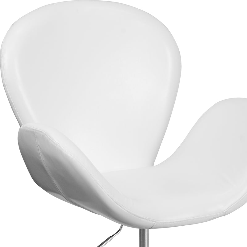 SINGLEWAVE Trestron Series White LeatherSoft Side Reception Chair with Adjustable Height Seat