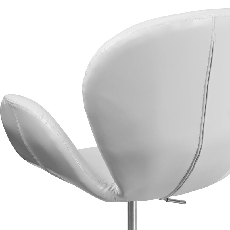 SINGLEWAVE Trestron Series White LeatherSoft Side Reception Chair with Adjustable Height Seat