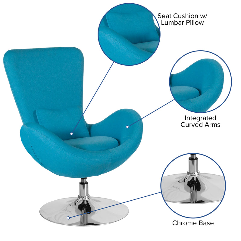 Egg Series Aqua Fabric Side Reception Chair