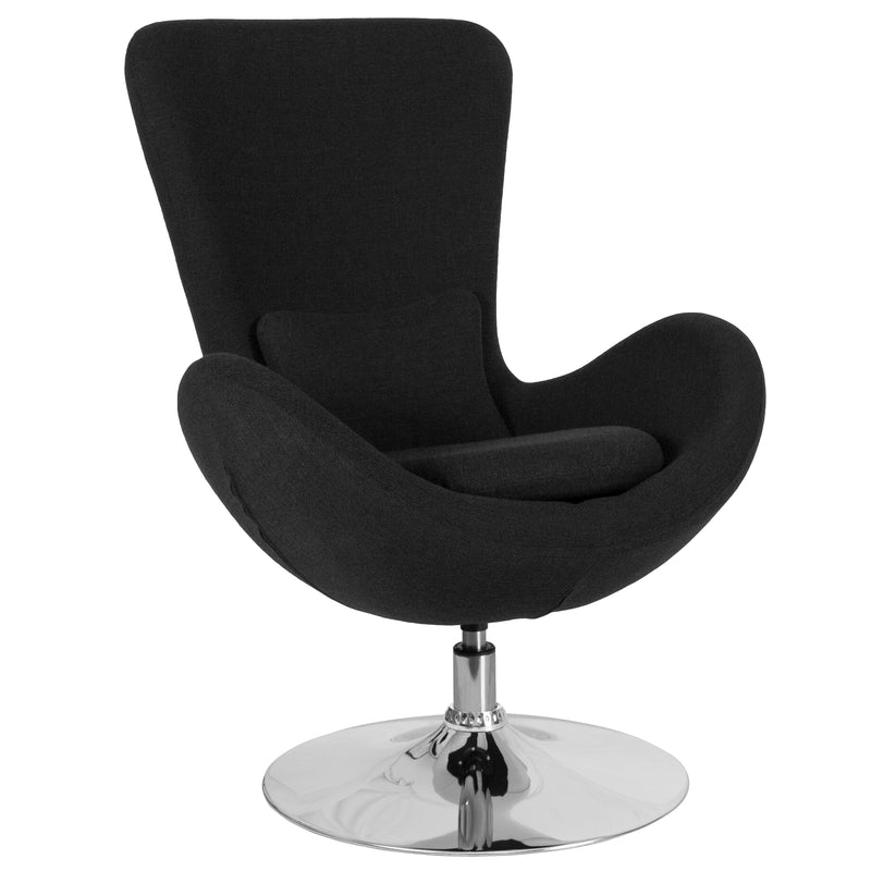 Egg Series Black Fabric Side Reception Chair