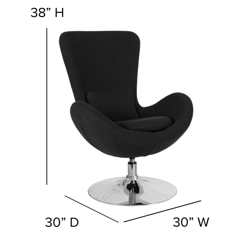 Egg Series Black Fabric Side Reception Chair