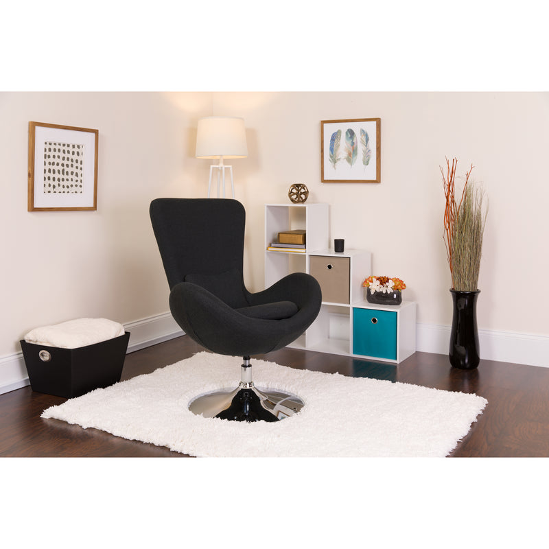 Egg Series Black Fabric Side Reception Chair