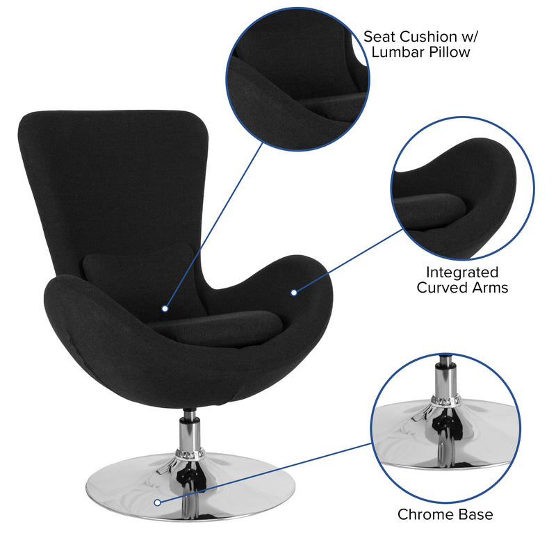 Egg Series Black Fabric Side Reception Chair