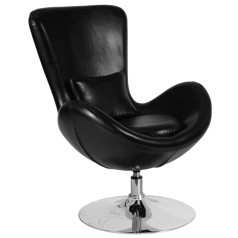 Egg Series Black LeatherSoft Side Reception Chair