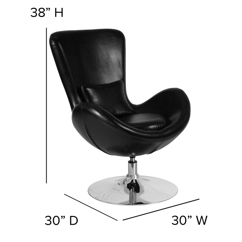 Egg Series Black LeatherSoft Side Reception Chair