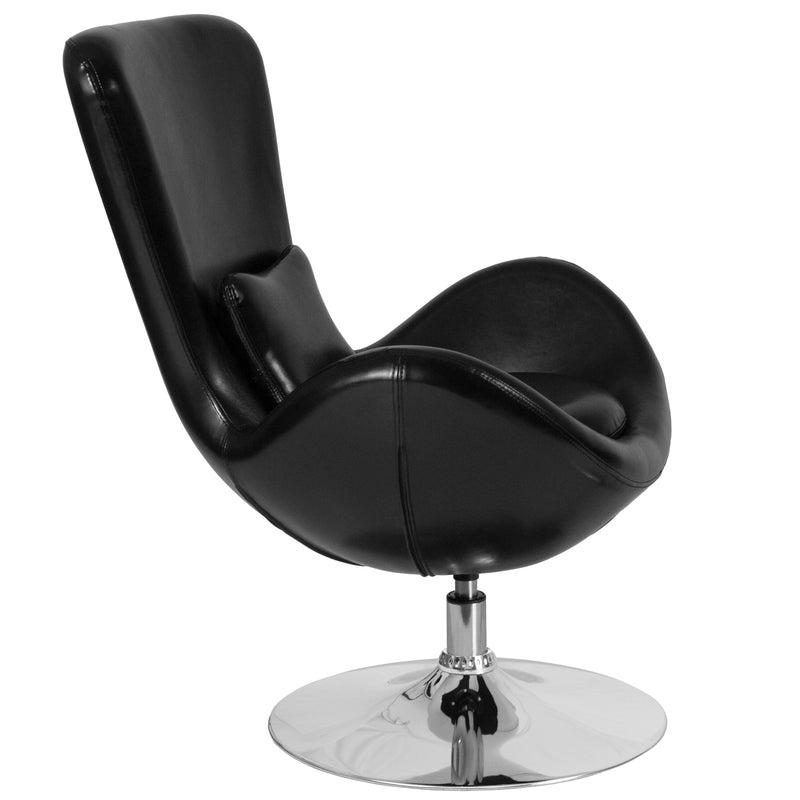 Egg Series Black LeatherSoft Side Reception Chair