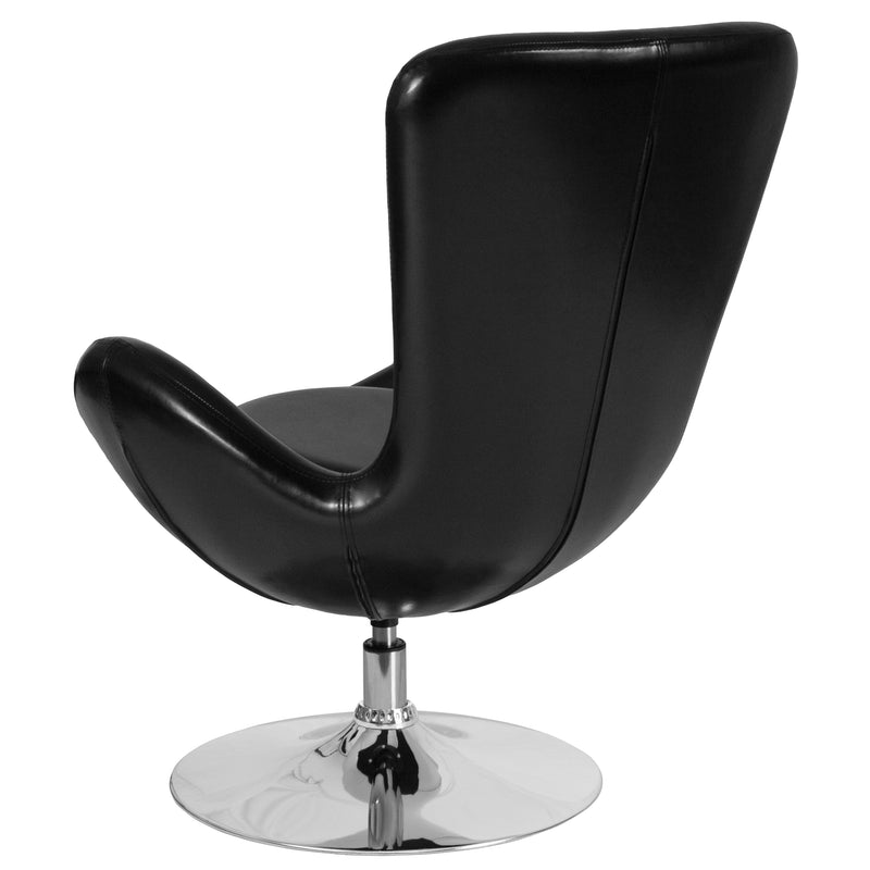 Egg Series Black LeatherSoft Side Reception Chair