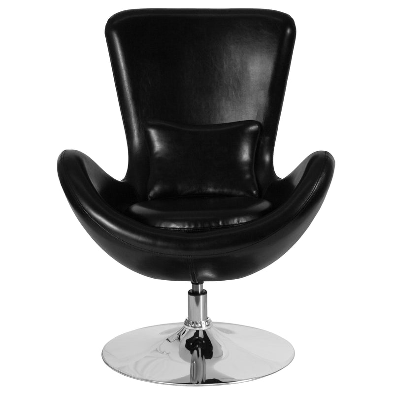 Egg Series Black LeatherSoft Side Reception Chair