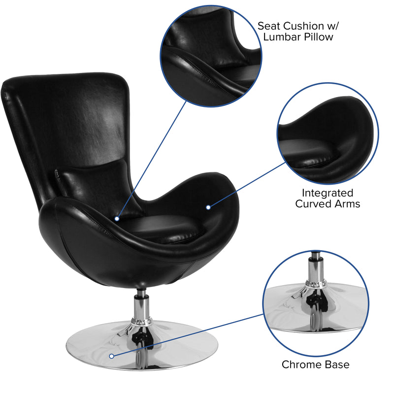 Egg Series Black LeatherSoft Side Reception Chair