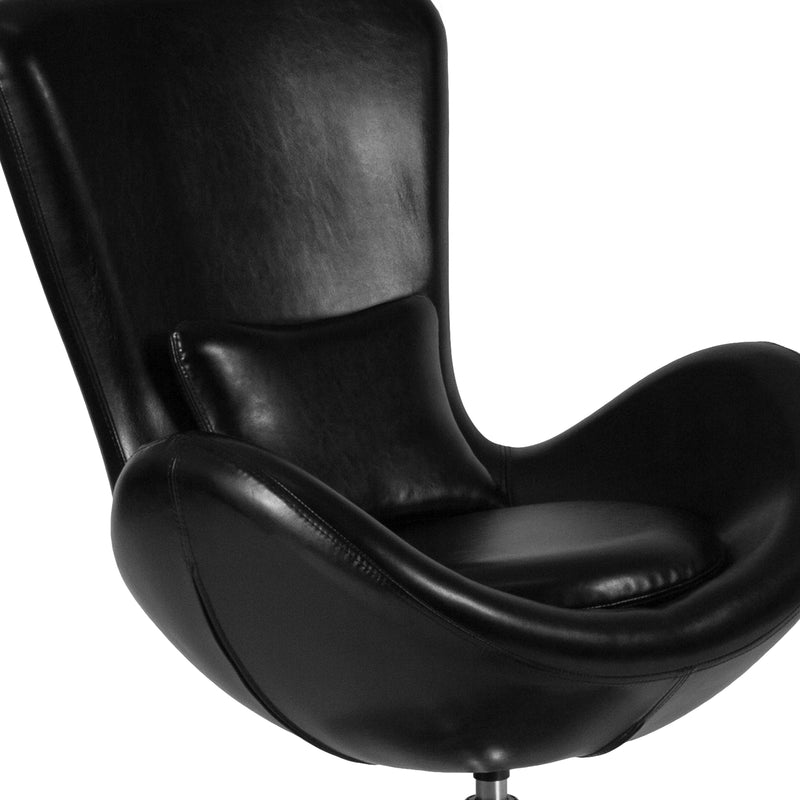 Egg Series Black LeatherSoft Side Reception Chair