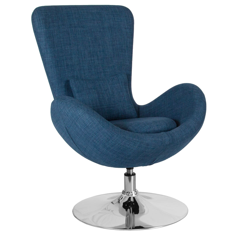 Egg Series Blue Fabric Side Reception Chair