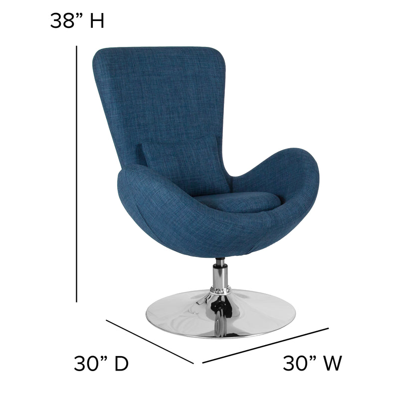 Egg Series Blue Fabric Side Reception Chair