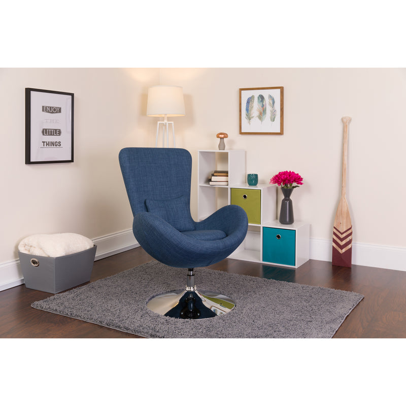 Egg Series Blue Fabric Side Reception Chair