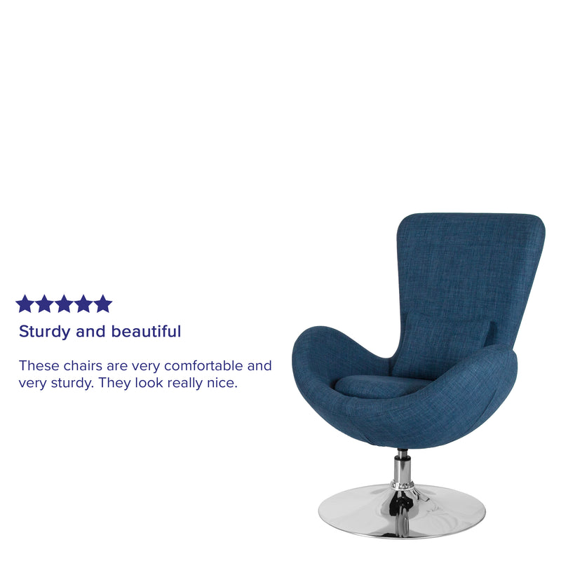 Egg Series Blue Fabric Side Reception Chair