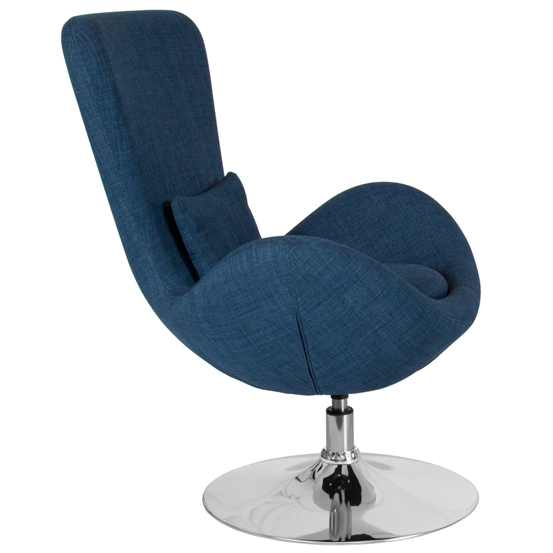 Egg Series Blue Fabric Side Reception Chair