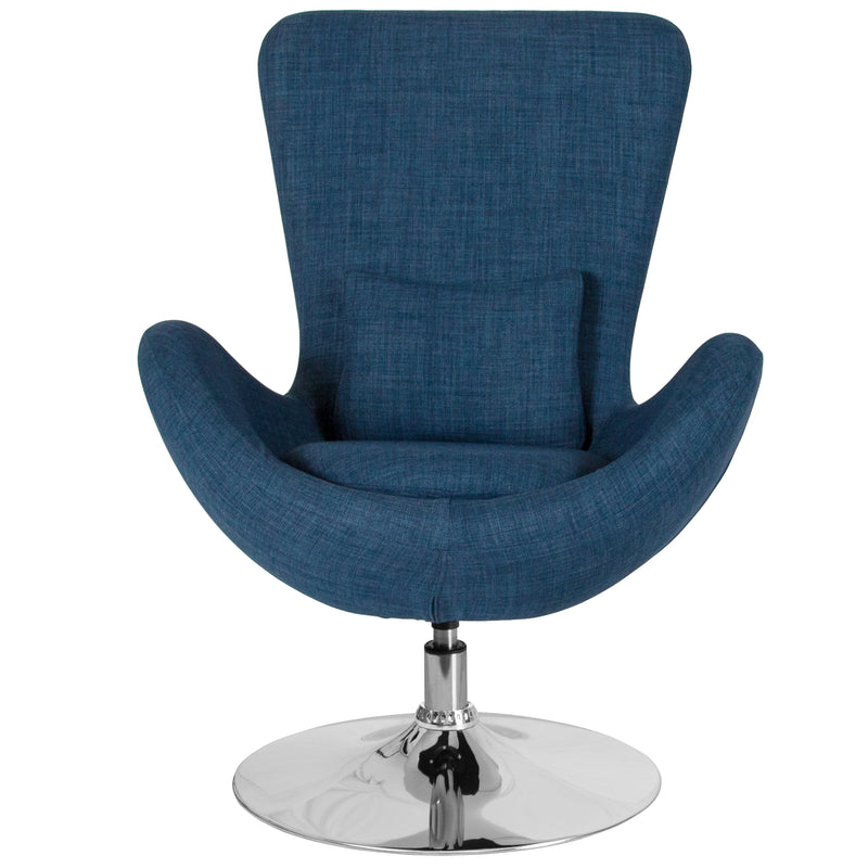 Egg Series Blue Fabric Side Reception Chair