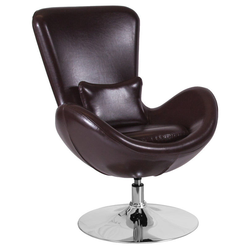 Egg Series Brown LeatherSoft Side Reception Chair