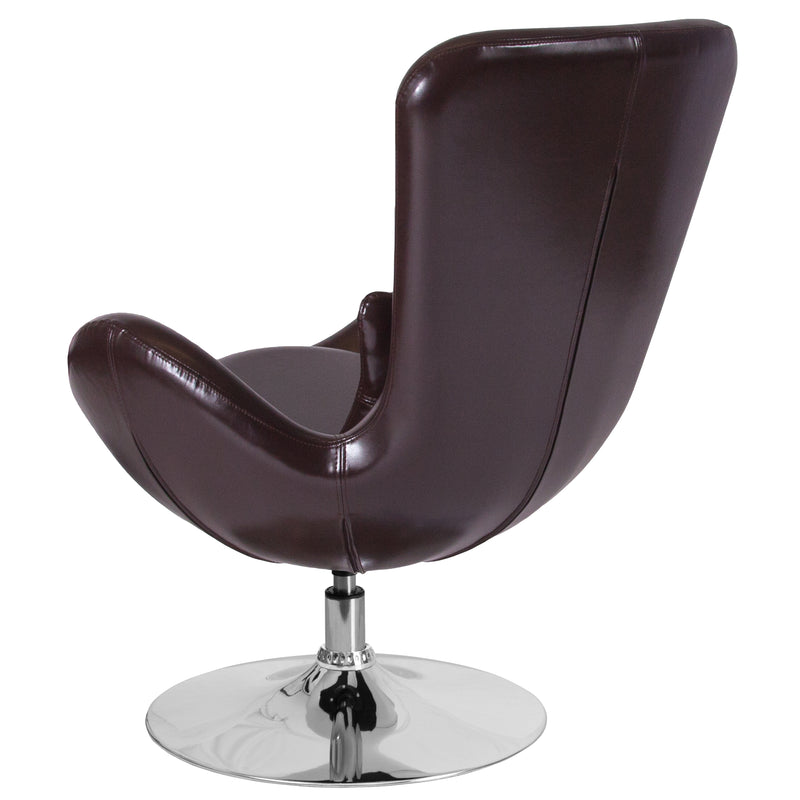 Egg Series Brown LeatherSoft Side Reception Chair