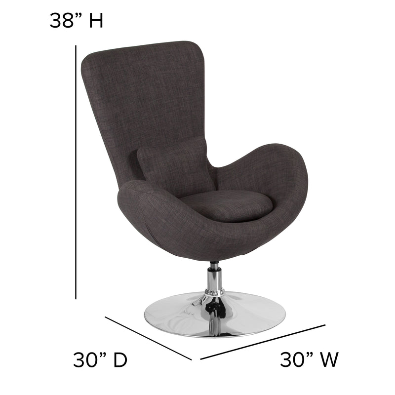 Egg Series Dark Gray Fabric Side Reception Chair