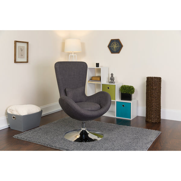 Egg Series Dark Gray Fabric Side Reception Chair