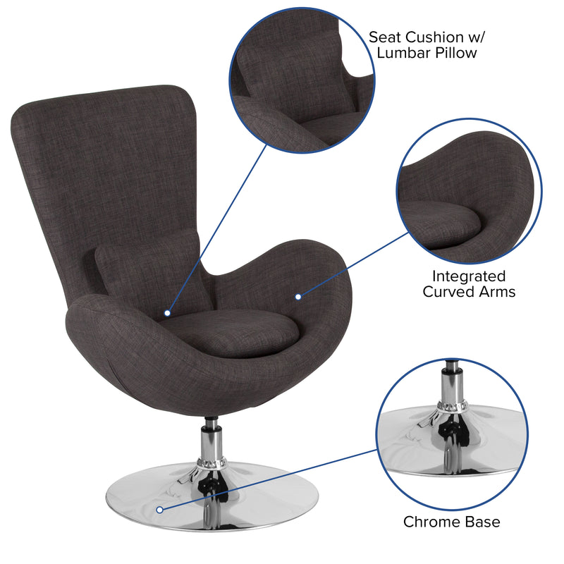 Egg Series Dark Gray Fabric Side Reception Chair