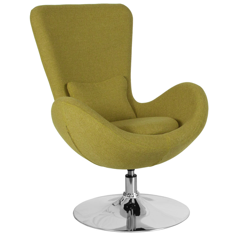 Egg Series Green Fabric Side Reception Chair