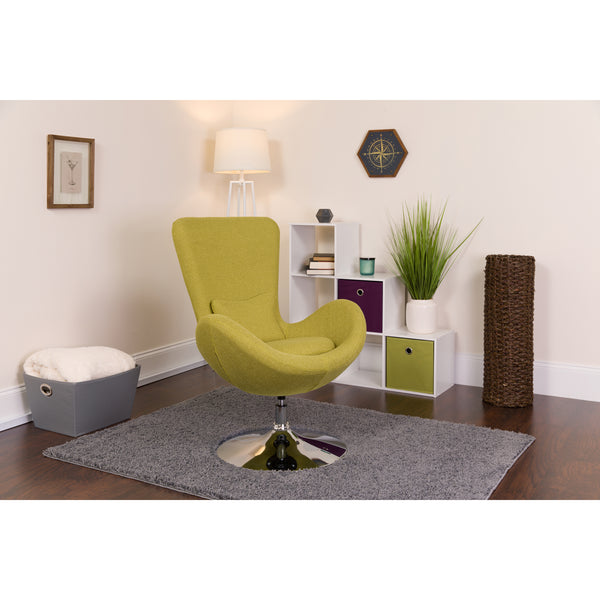 Egg Series Green Fabric Side Reception Chair