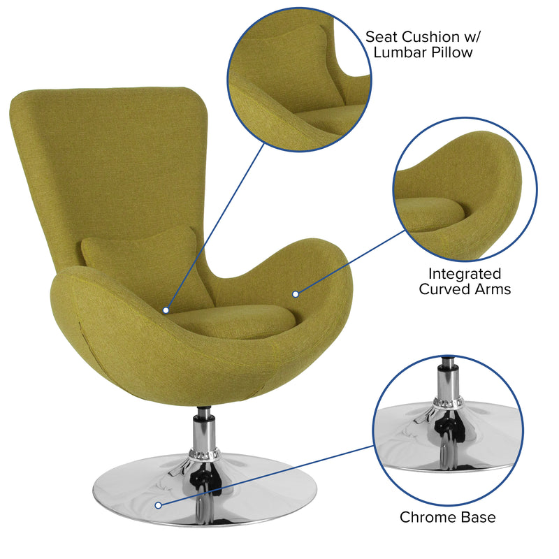 Egg Series Green Fabric Side Reception Chair