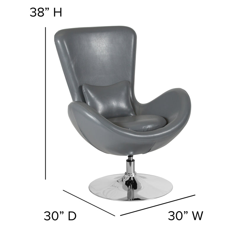 Egg Series Gray LeatherSoft Side Reception Chair