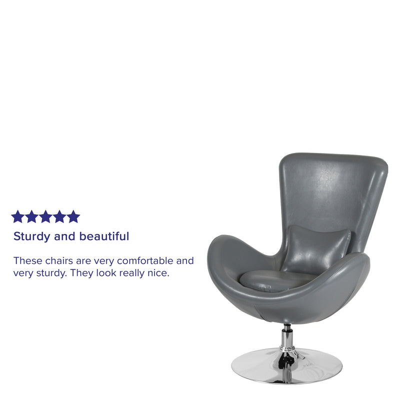 Egg Series Gray LeatherSoft Side Reception Chair