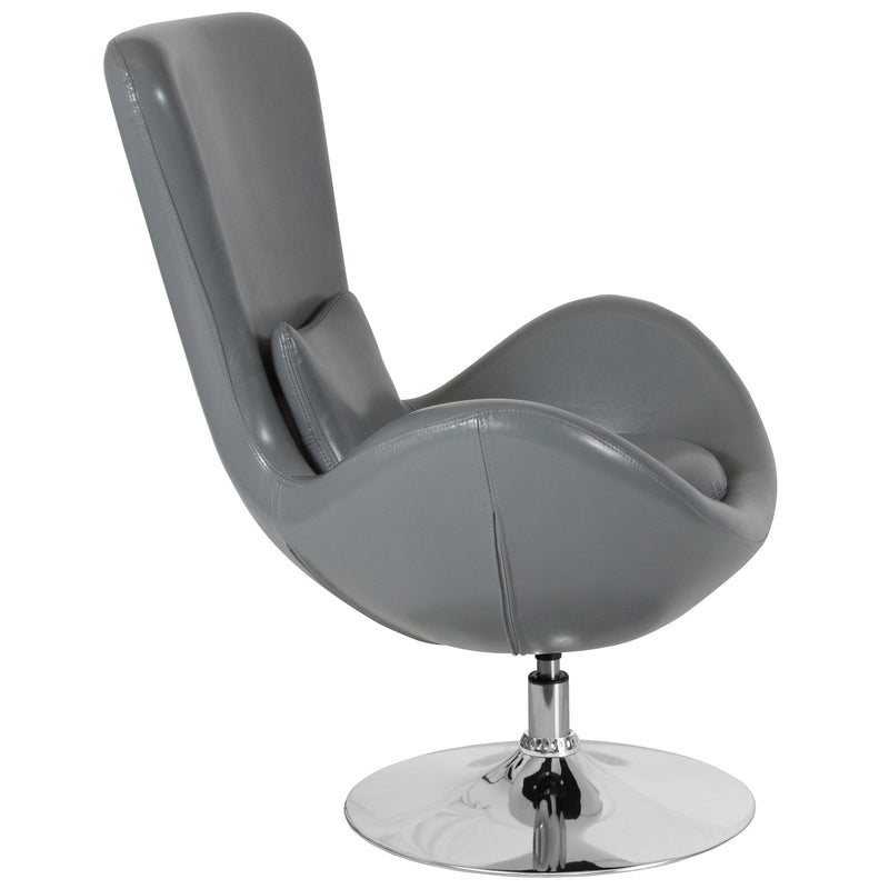 Egg Series Gray LeatherSoft Side Reception Chair