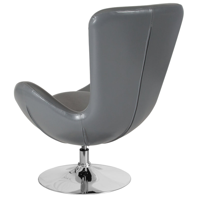 Egg Series Gray LeatherSoft Side Reception Chair