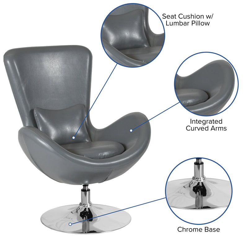 Egg Series Gray LeatherSoft Side Reception Chair