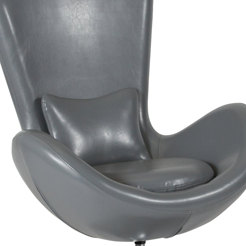 Egg Series Gray LeatherSoft Side Reception Chair