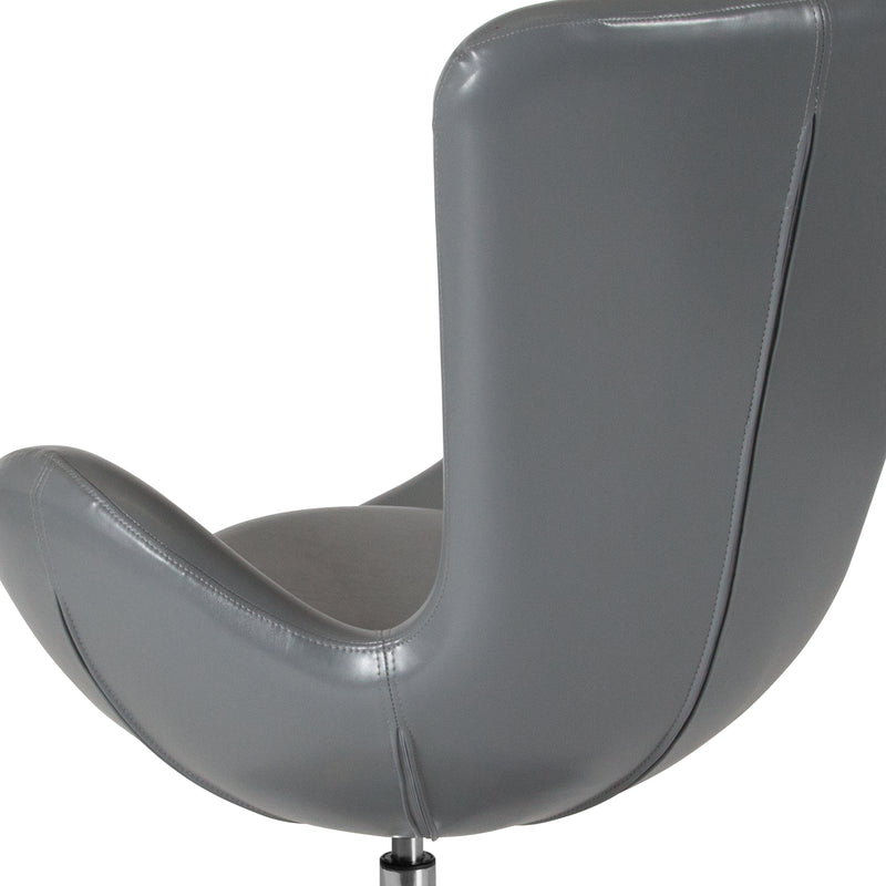 Egg Series Gray LeatherSoft Side Reception Chair