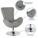 Egg Series Light Gray Fabric Side Reception Chair