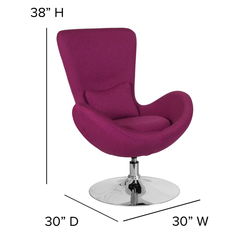 Egg Series Magenta Fabric Side Reception Chair