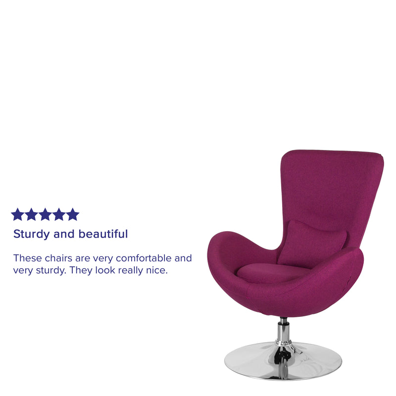 Egg Series Magenta Fabric Side Reception Chair