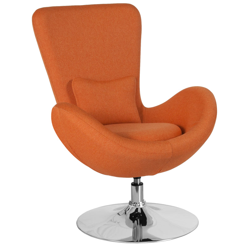 Egg Series Orange Fabric Side Reception Chair