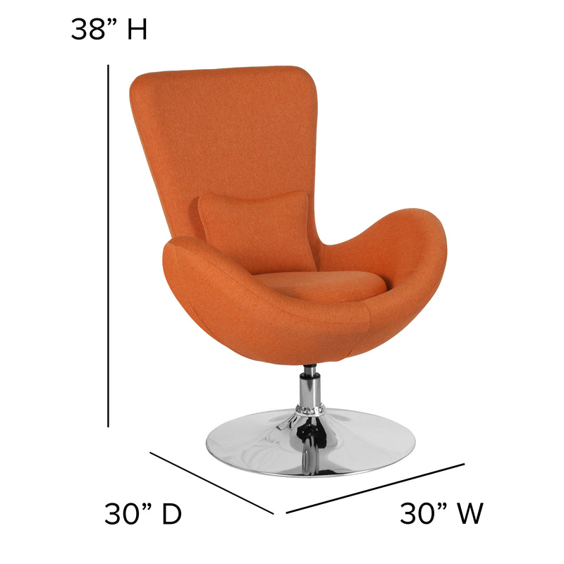 Egg Series Orange Fabric Side Reception Chair