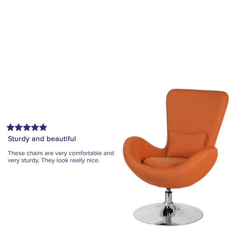 Egg Series Orange Fabric Side Reception Chair