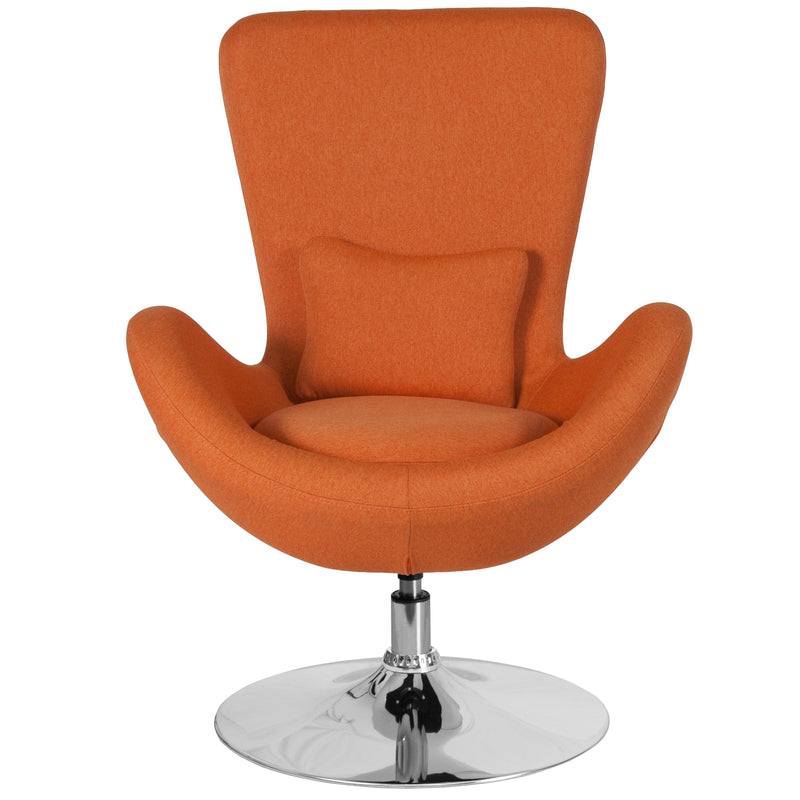 Egg Series Orange Fabric Side Reception Chair