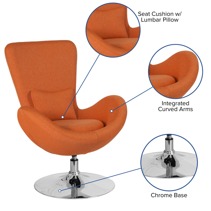 Egg Series Orange Fabric Side Reception Chair